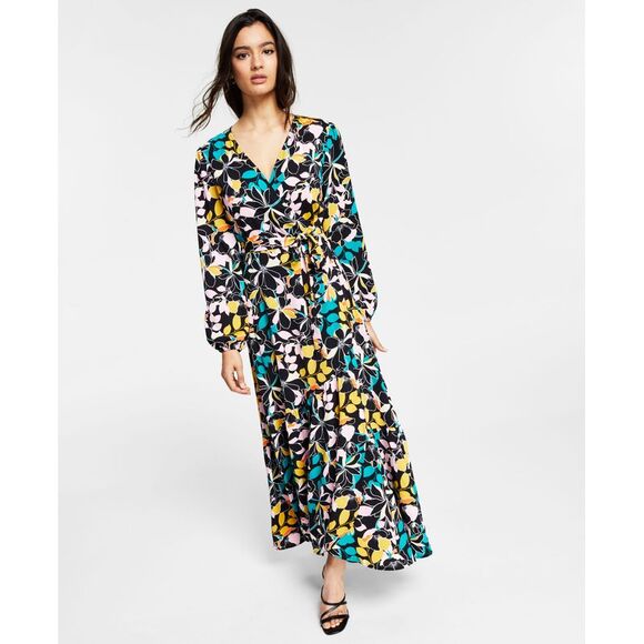 Bar III Floral Print Wrap Style Maxi Dress - Picture 1 of 4